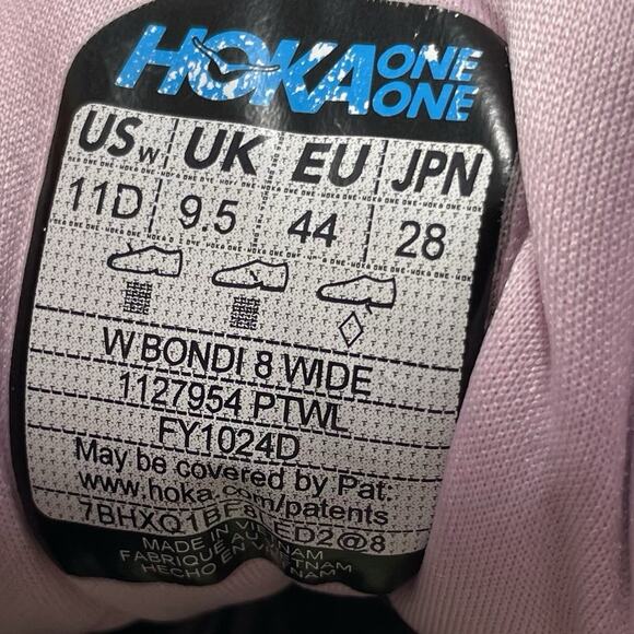 Hoka One One Bondi 8 Running Shoes Womens Size 11 D Wide Pink Twilight Sneaker - Picture 7 of 11